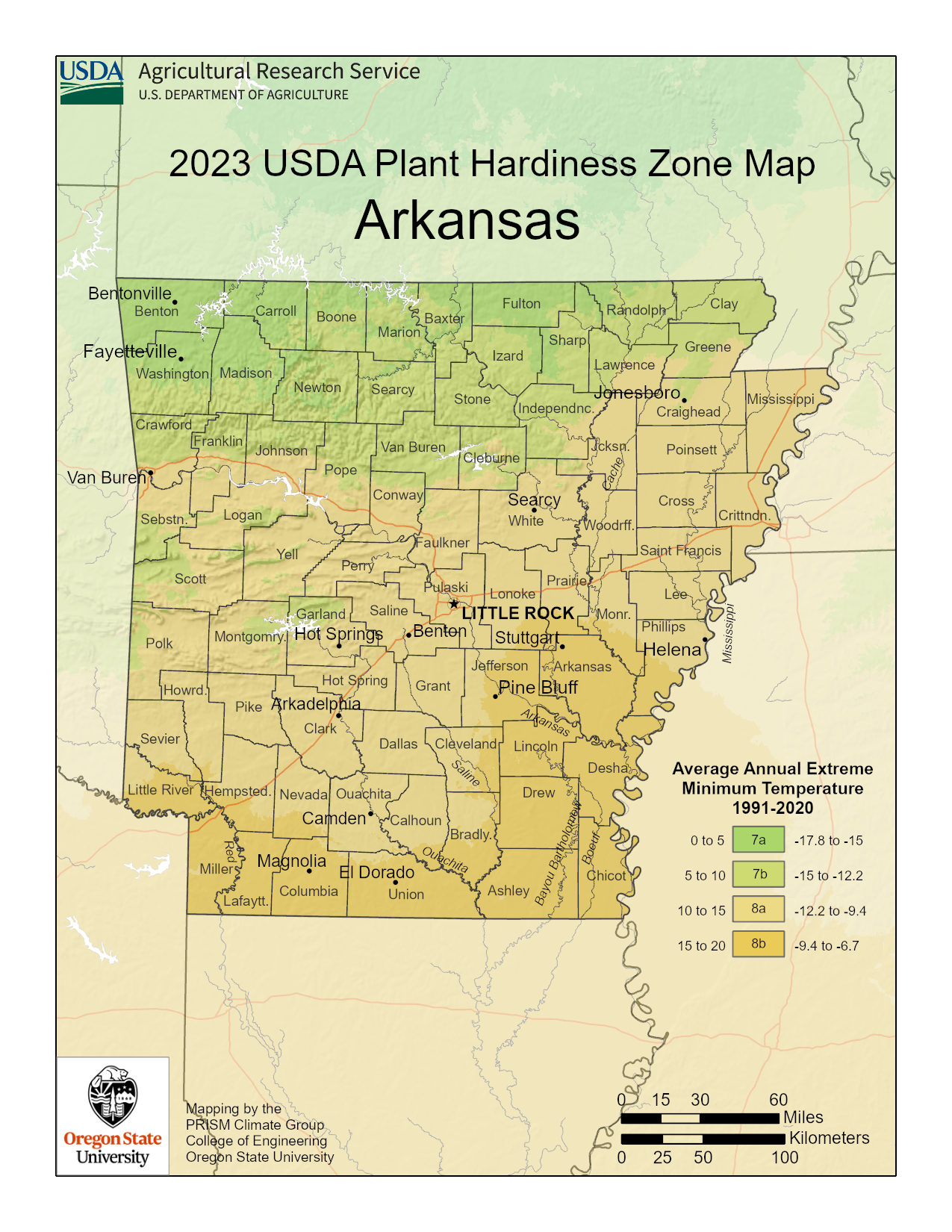map of growing zone 7a