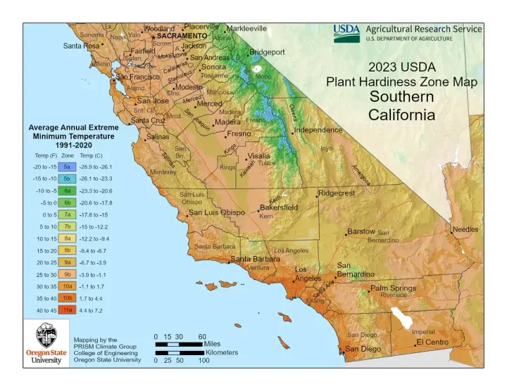plants by zone map for Keene, CA