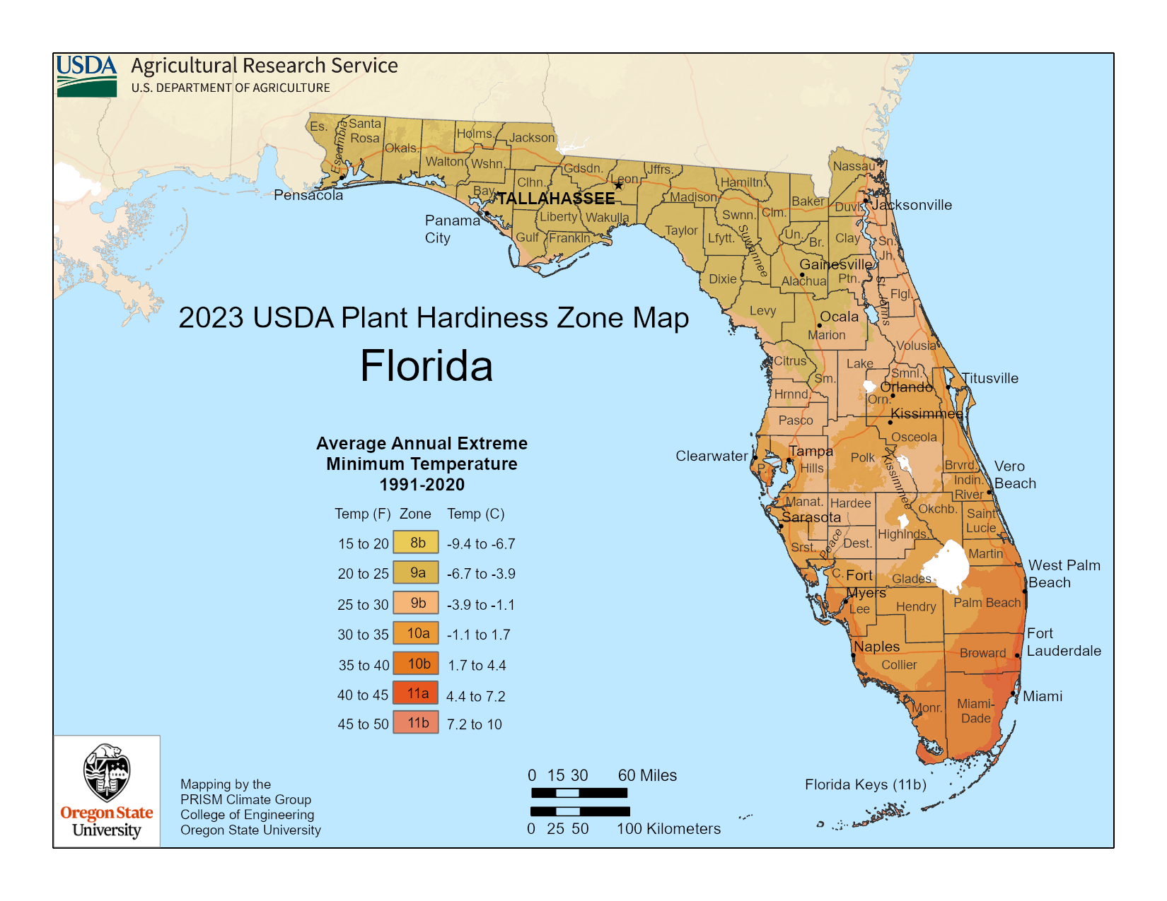 map of growing zone 11a