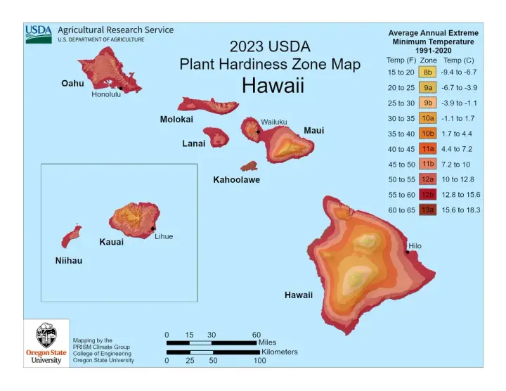 plants by zone map for Olowalu, HI