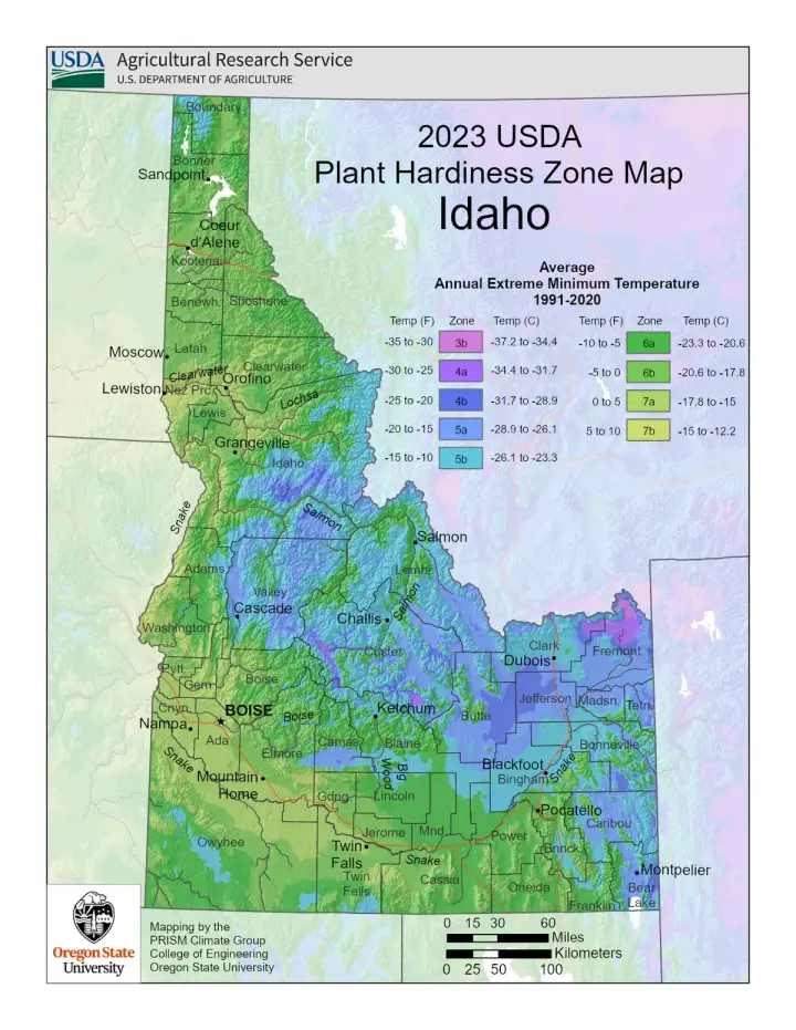 plants by zone map for Kellogg, ID