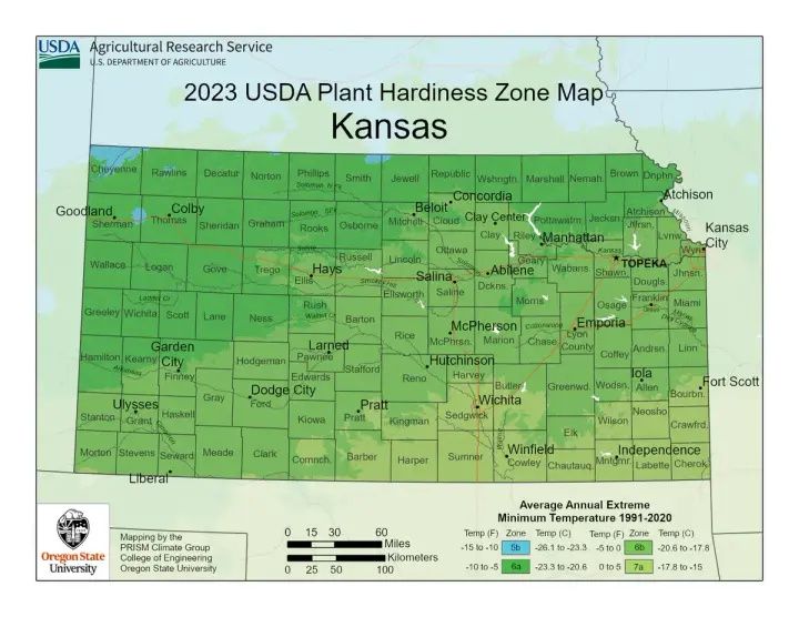 plants by zone map for Cuba, KS