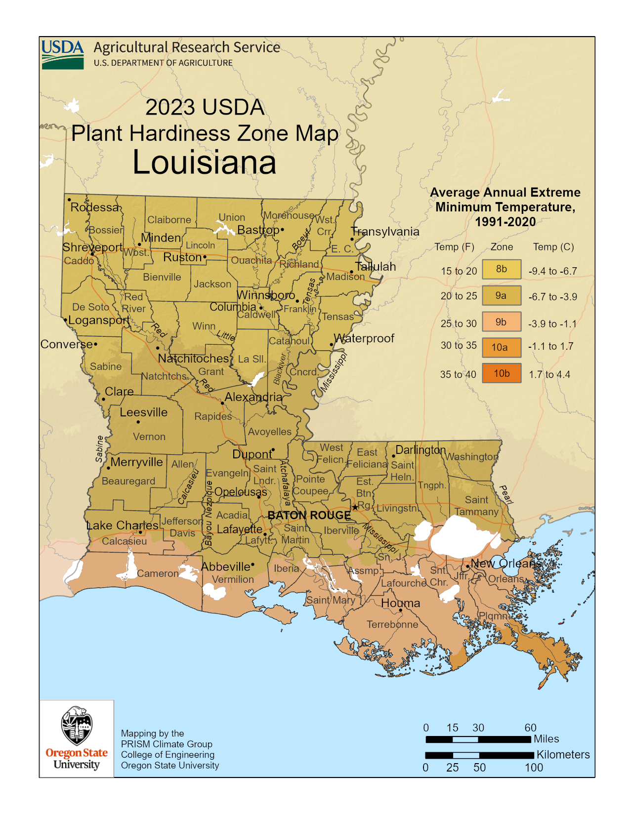 map of growing zone 9a