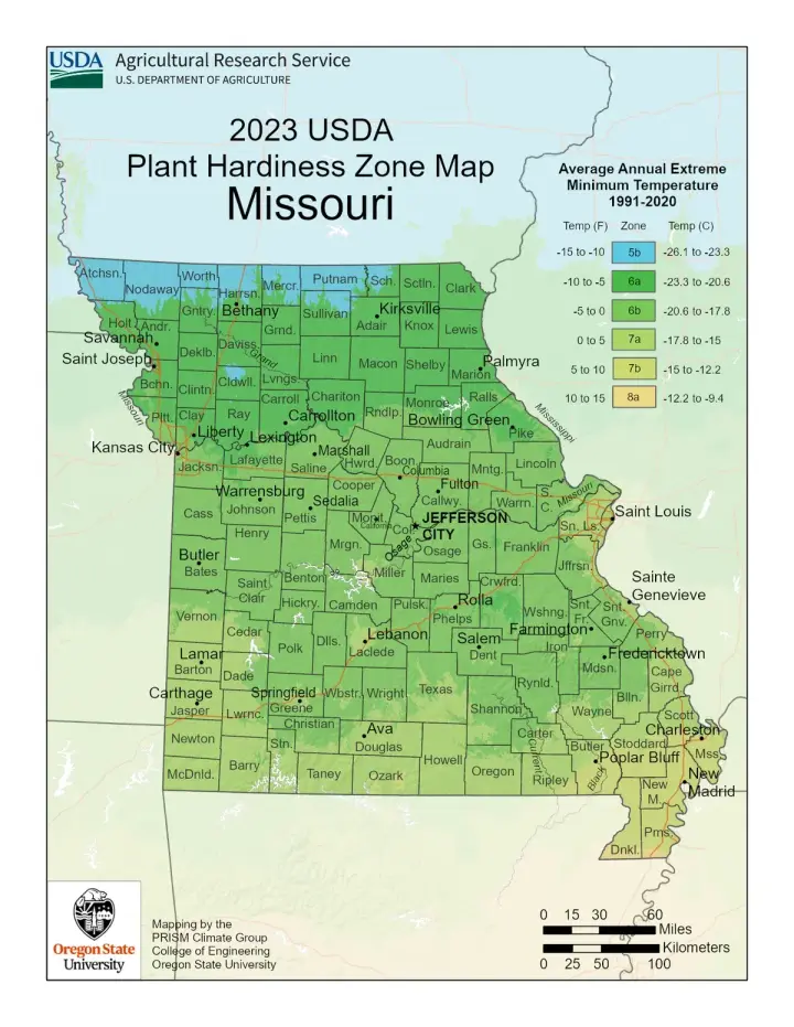 plants by zone map for Brentwood, MO