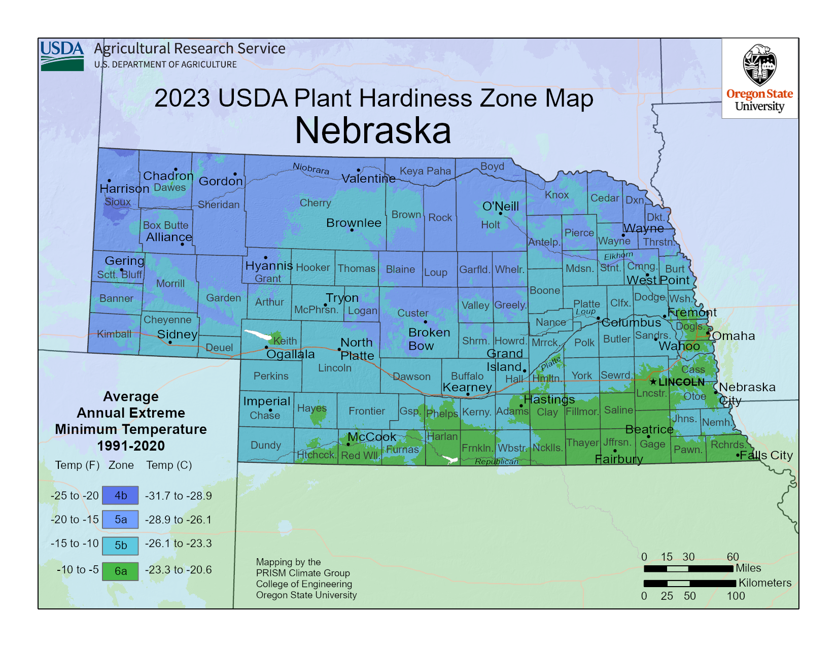 map of growing zone 5a