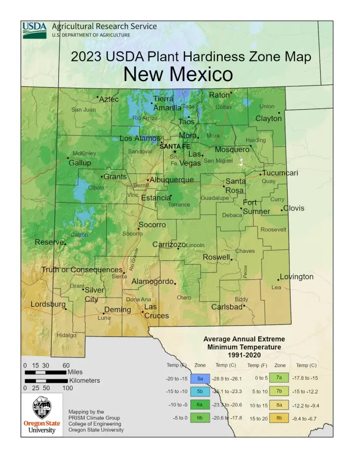 plants by zone map for Navajo, NM