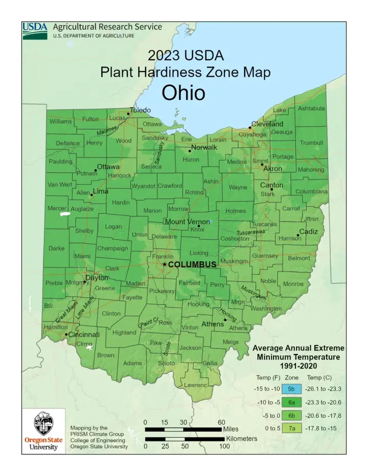 plants by zone map for Holiday Valley, OH