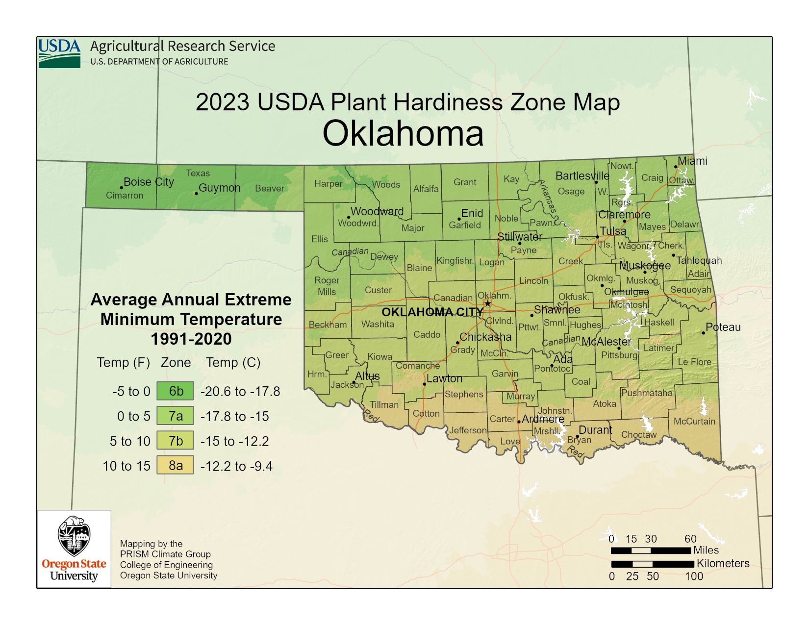 map of growing zone 7a