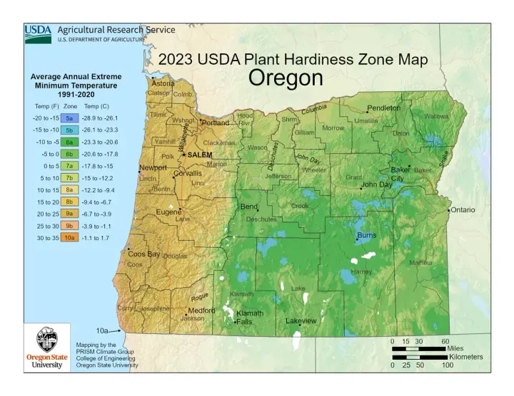 plants by zone map for Mount Vernon, OR