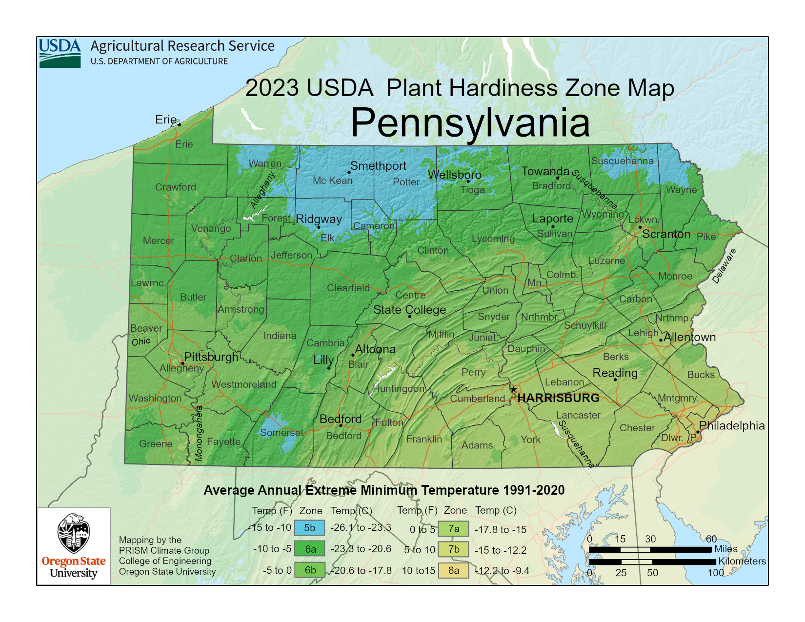 map of growing zone 6a