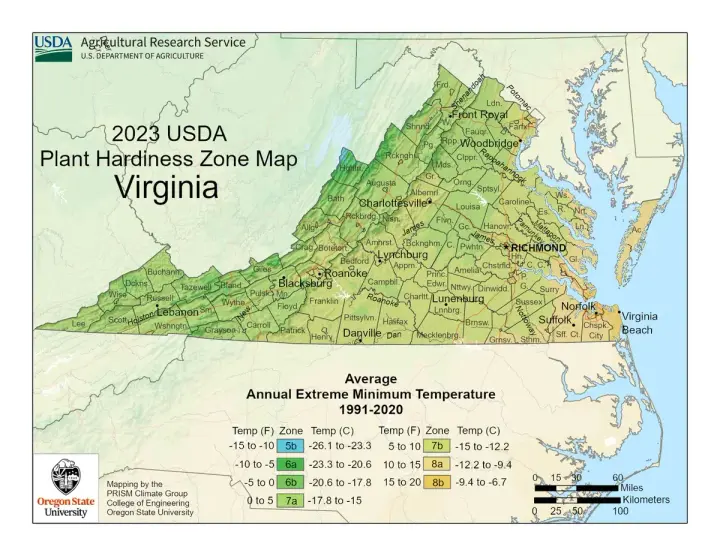 plants by zone map for Blue Ridge, VA