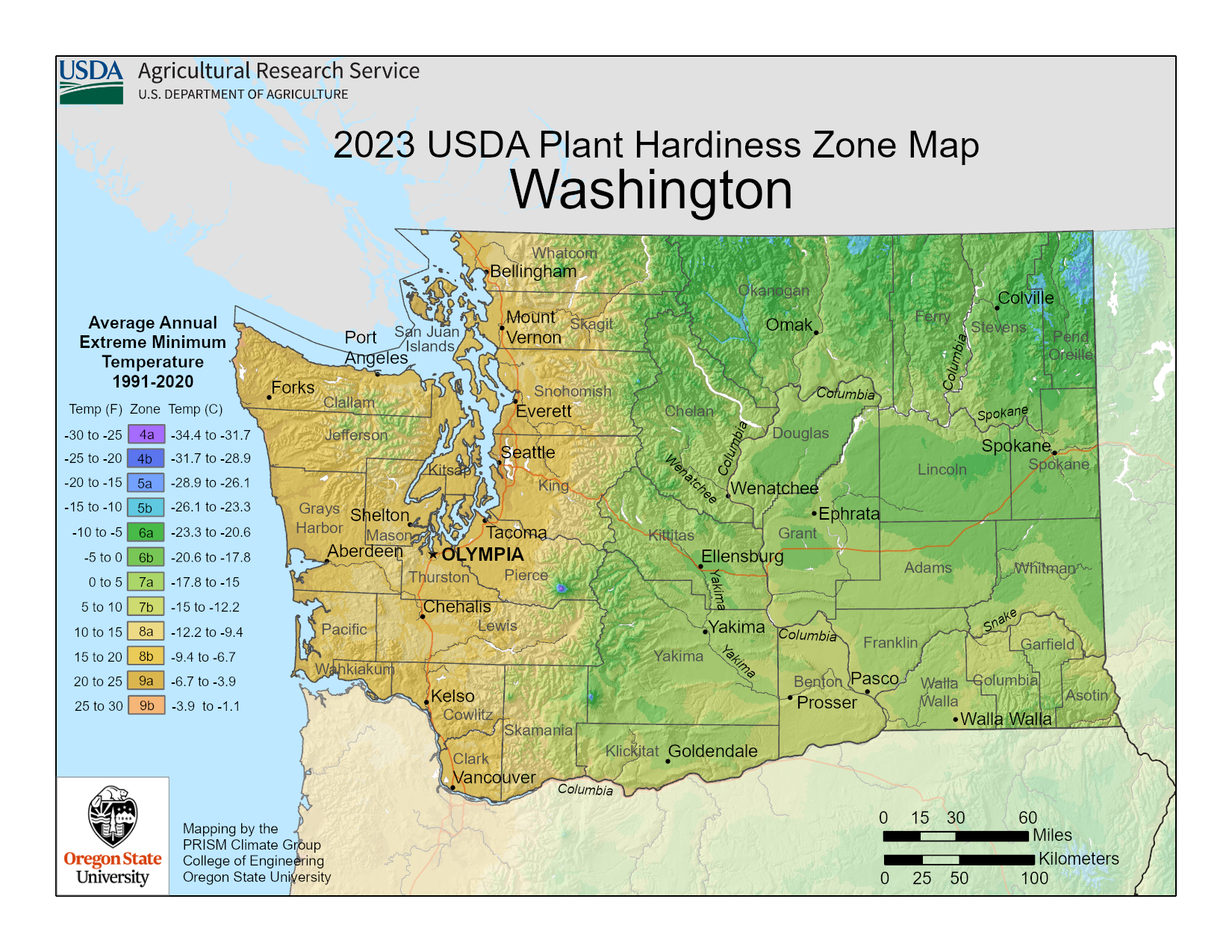 map of growing zone 7a