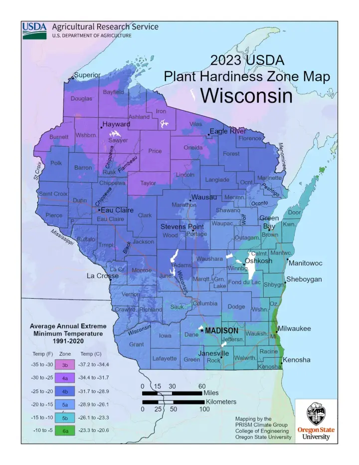 plants by zone map for Goodman, WI